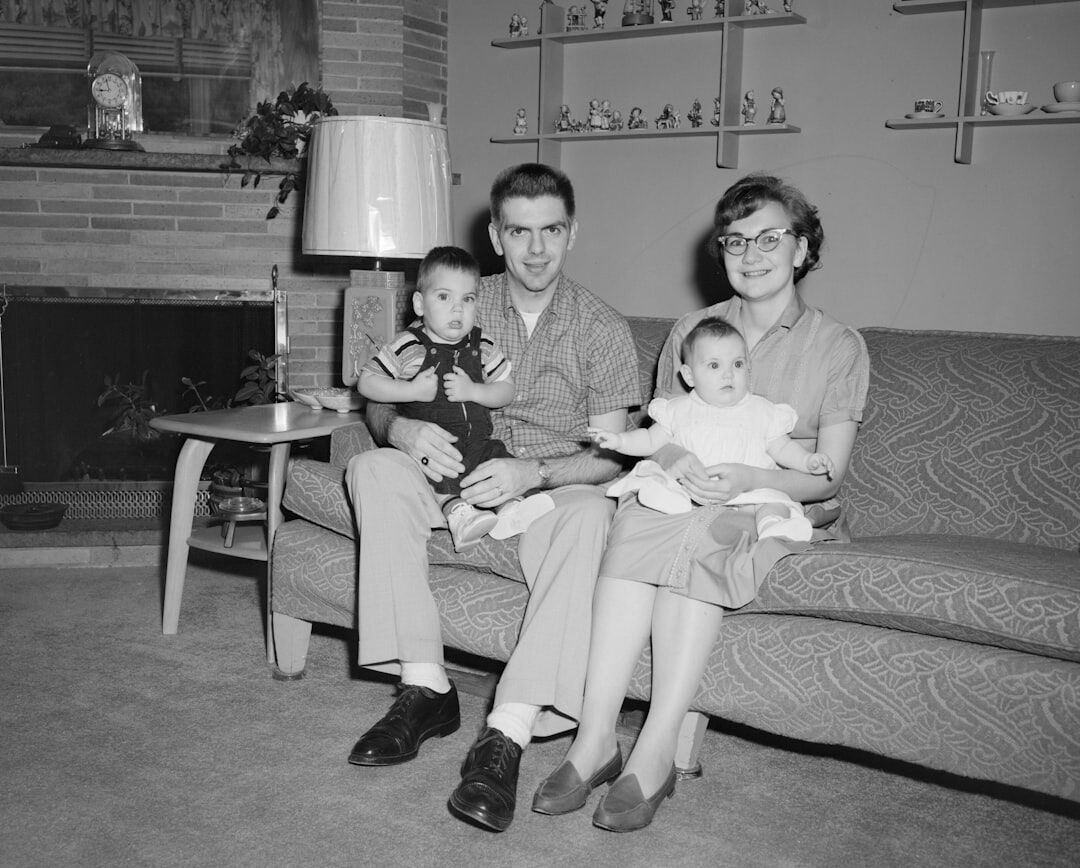 family watching old tv show